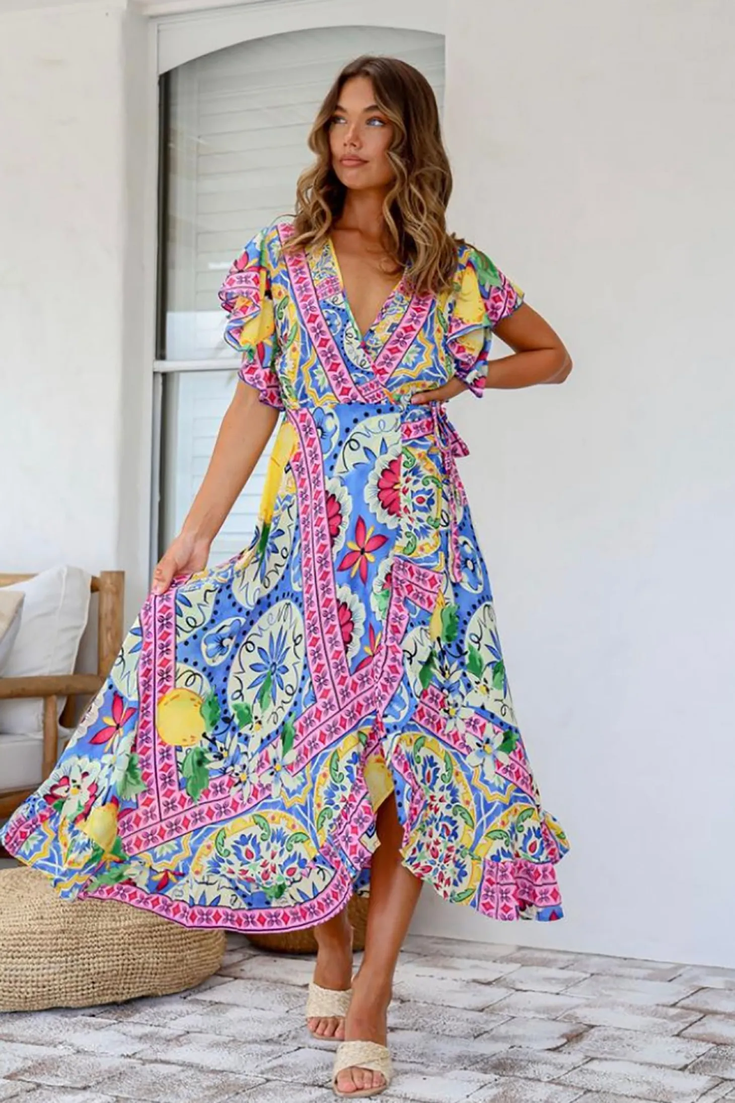 Ava Wrap Dress - Lemon - LT3