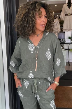 Aztec Print Top - Green - CG44