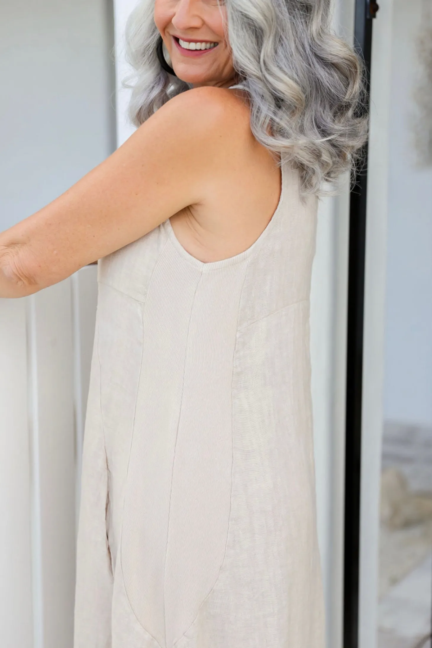 Camilla Linen Dress - Sand - IC46