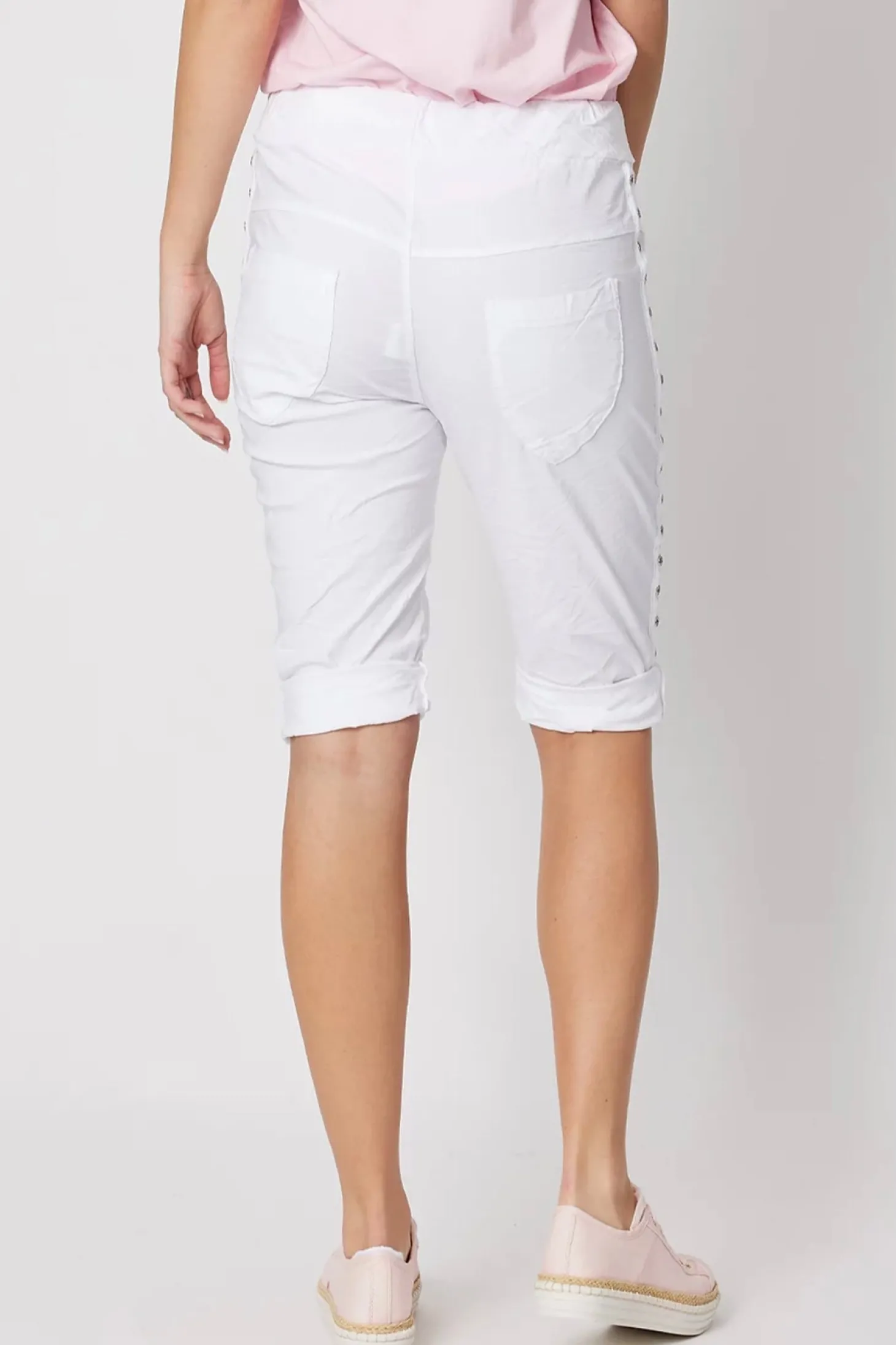 Crushed Jean Short | White | TZ50