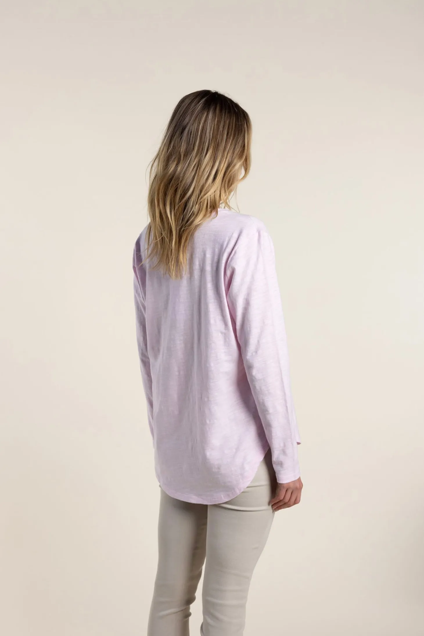 Halli Long Sleeve Tee - Pale Pink- TT39