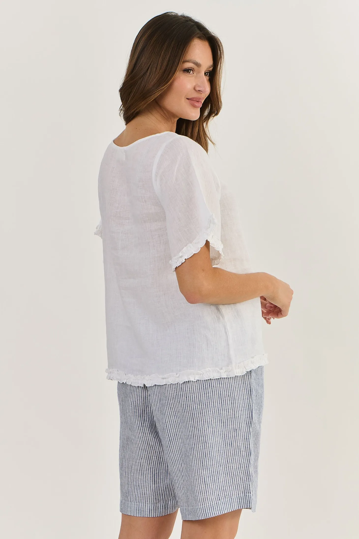 Kia Linen Top - White - OJ16