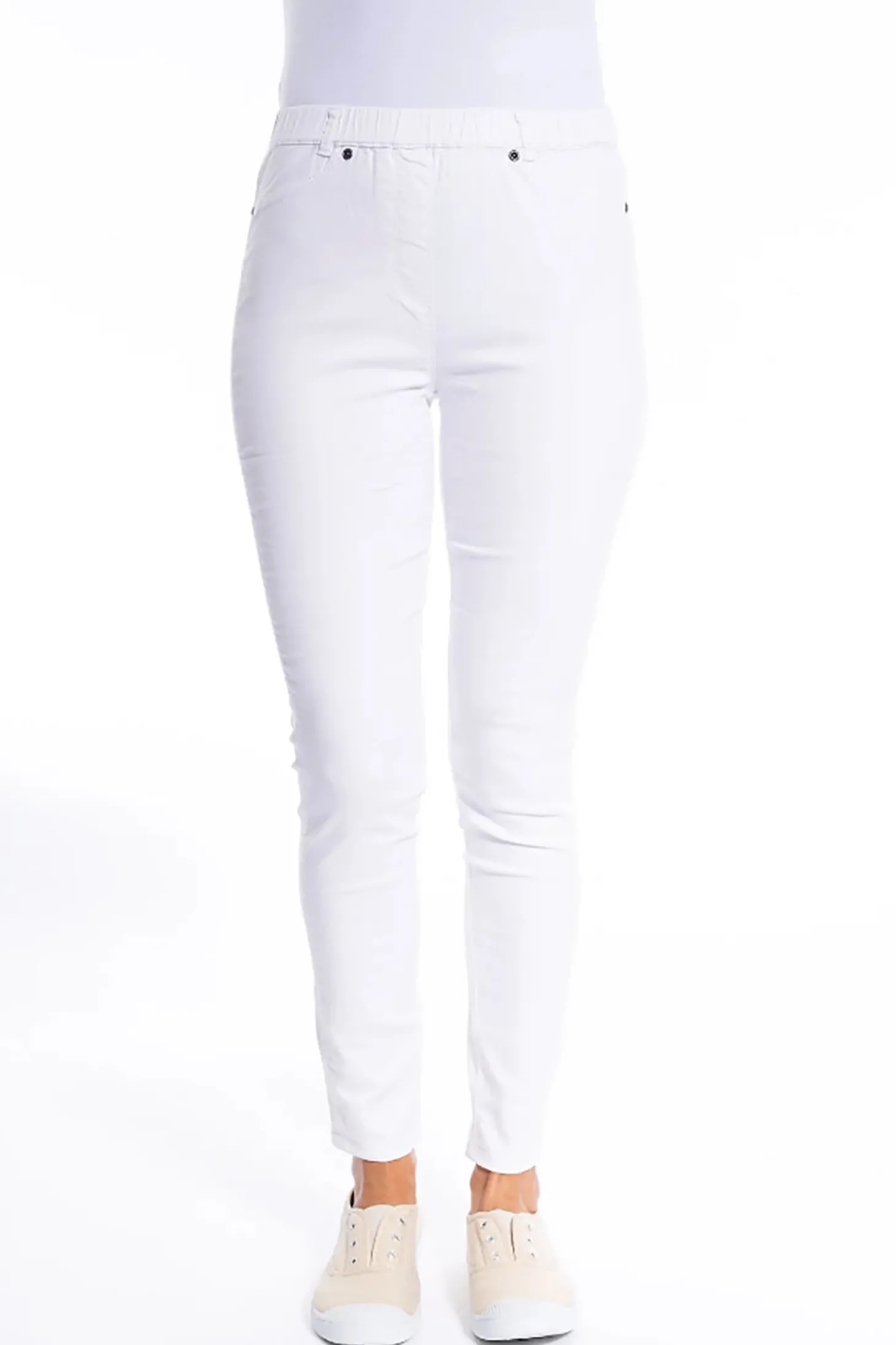 Linda Pull On Pant - White - CL10