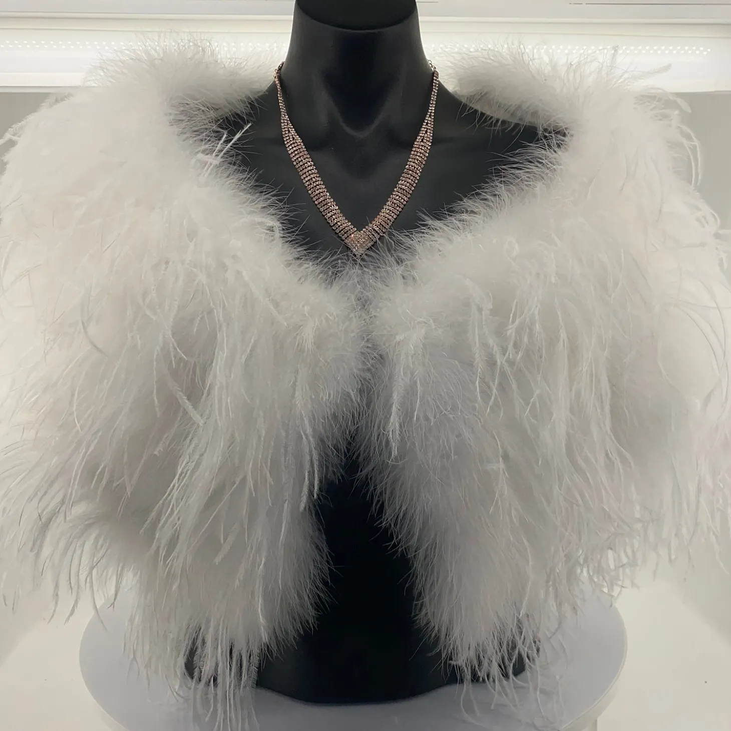 Ostrich Feather Shrug - White - FI2