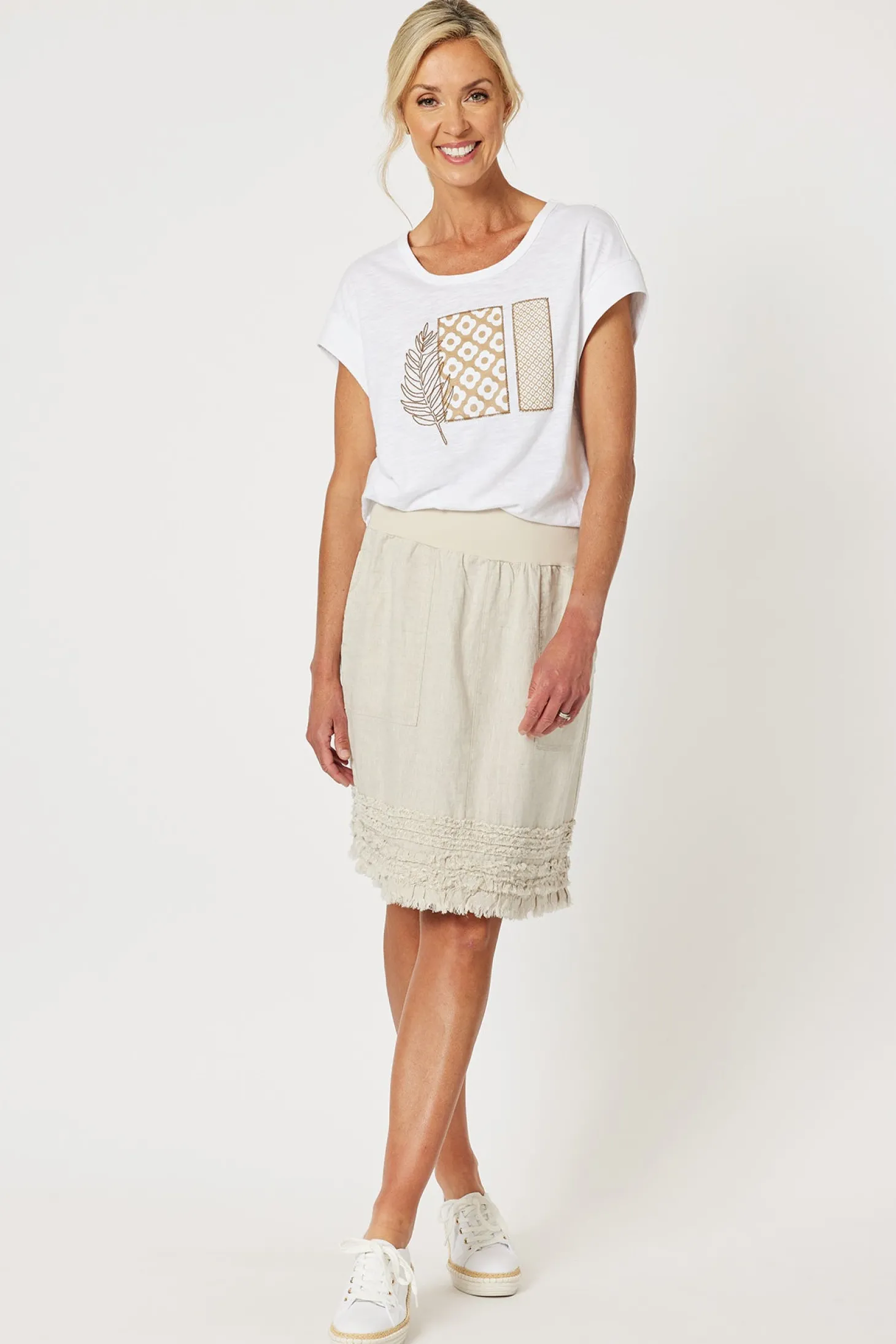 Ruffle Linen Skirt - Natural - GS22