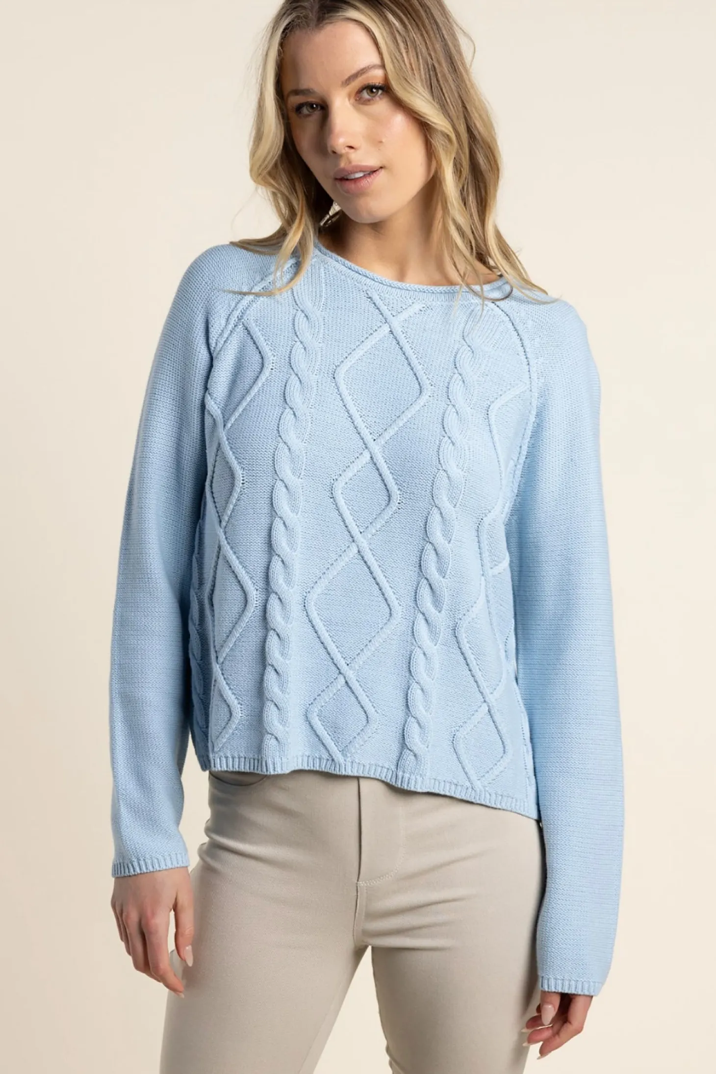Shyla Cable Knit - Ice Blue - TT32