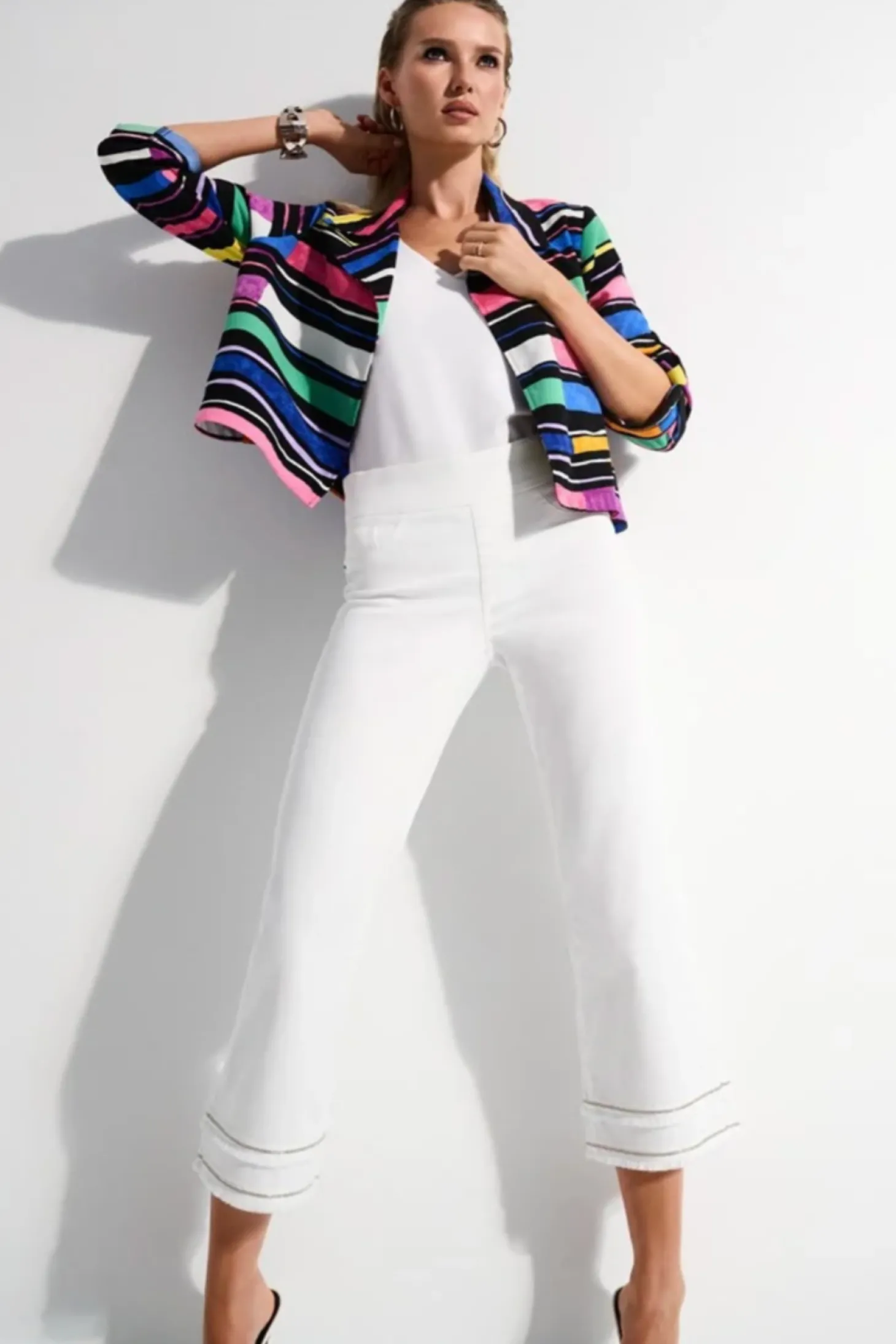 Straight Crop Pull-On Jeans - White - JR47