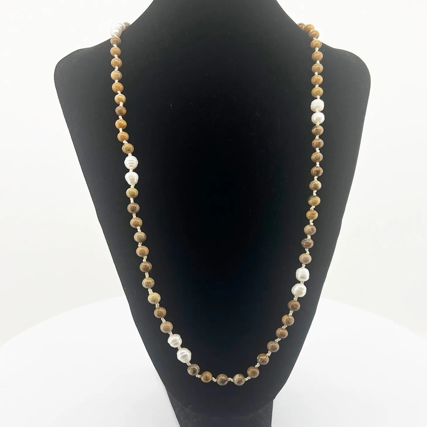 Tiger Iron & Pearl Necklace - CG62