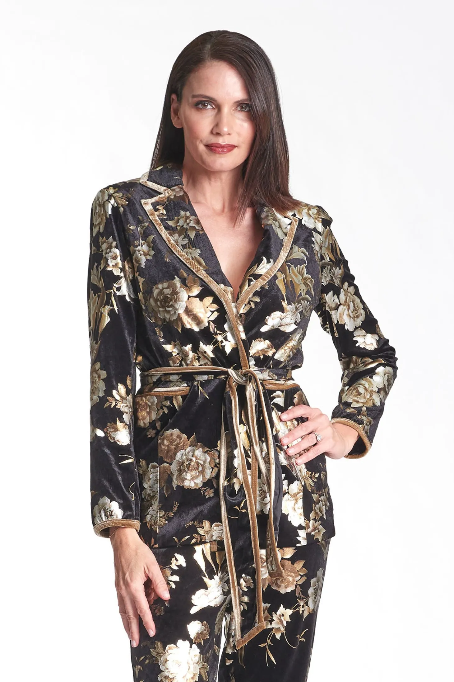 Velvet Jacket - Flower Print - PR9