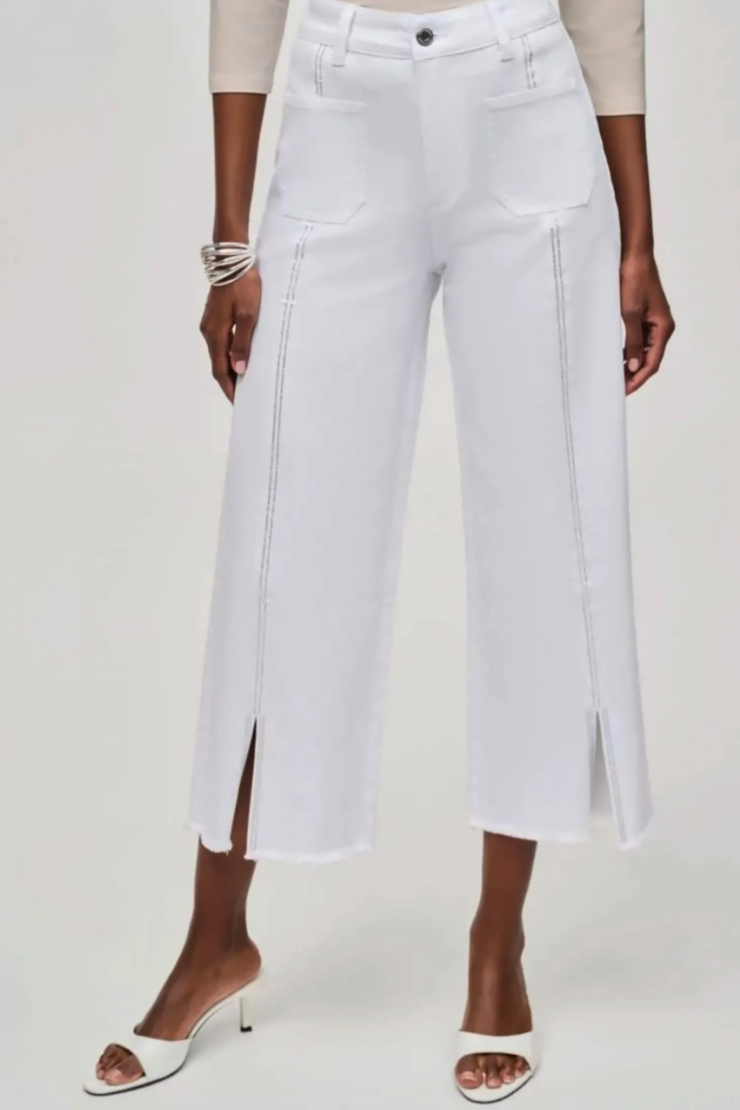 White Embellished Culotte Jeans - JR7